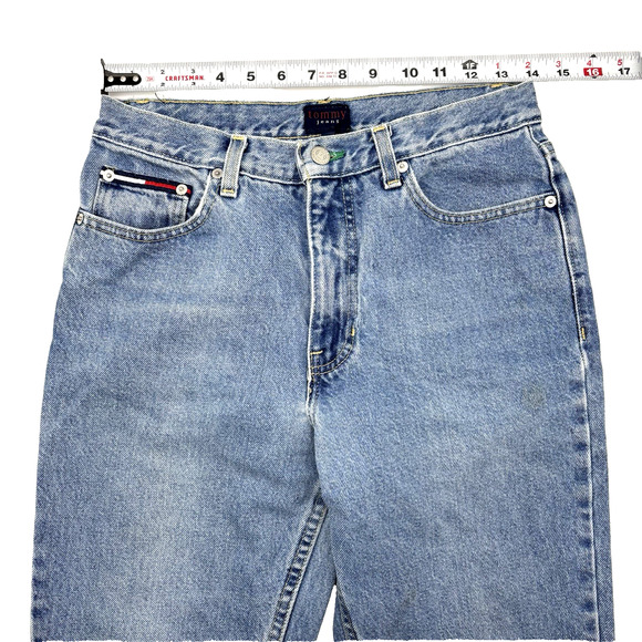 Vintage Y2K Tommy Hilfiger Med Wash High Rise Straight Jeans Jr 7 28x31" - FLAW - Picture 8 of 16